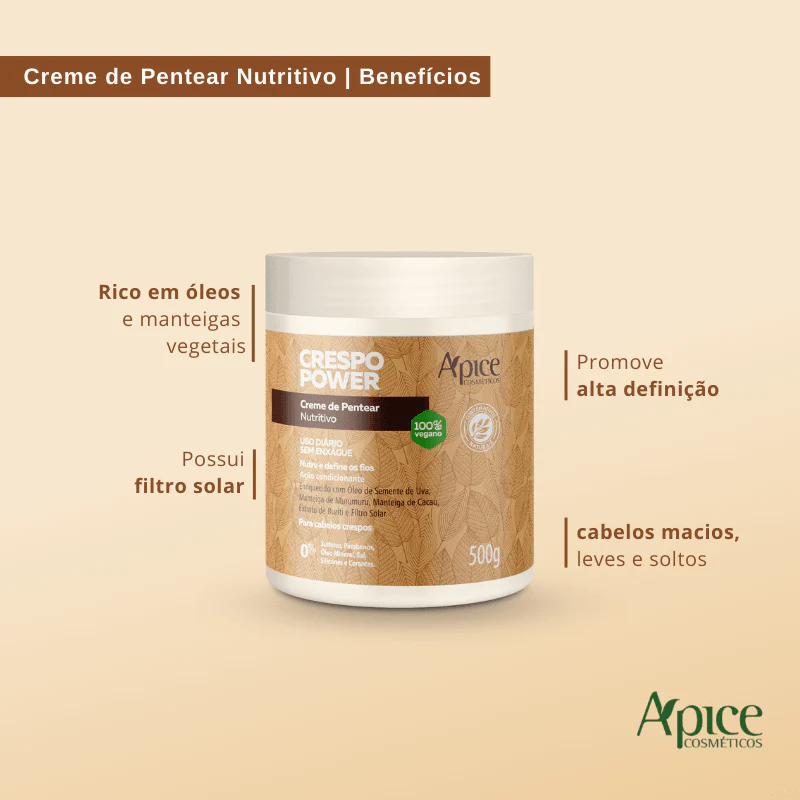 Creme de Pentear Nutritivo Crespo Power 500g - No Poo / Low Poo - Ação Condicionante - Image 5