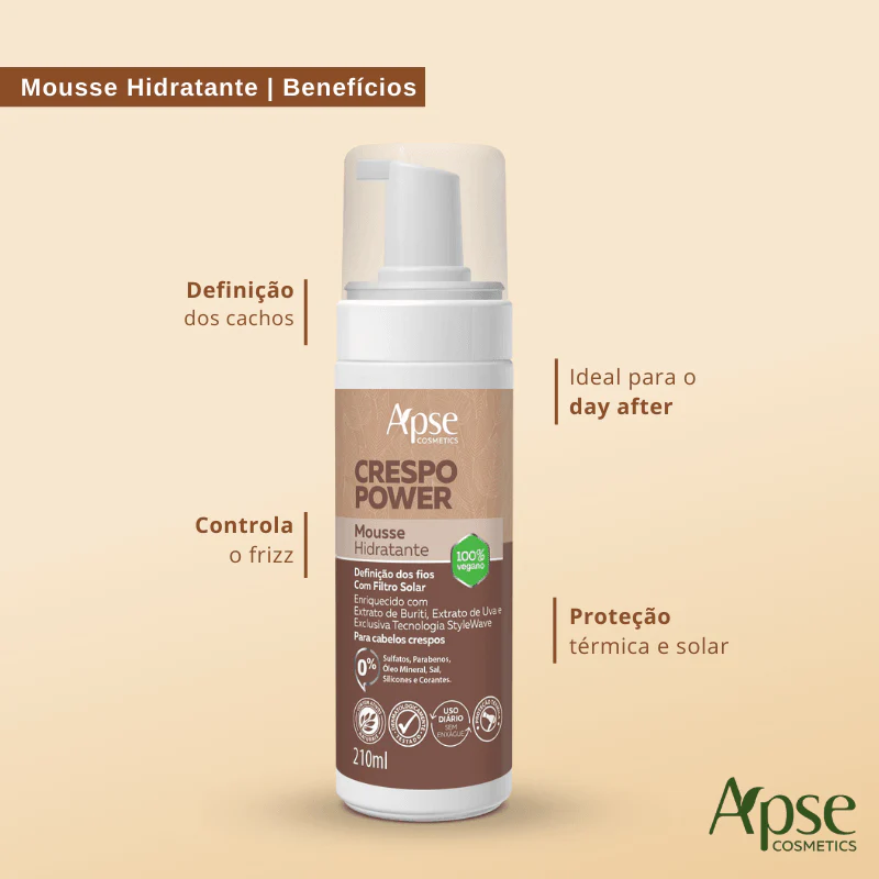 Mousse Hidratante Crespo Power 210 ml - Ação Condicionante - Image 3