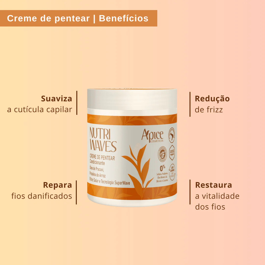 Creme de Pentear Nutri Waves 500g - No Poo / Low Poo - Ação Condicionante - Image 6